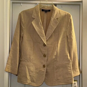 Kasper Linen Stripped Suit Jacket